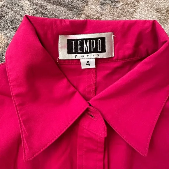 Tempo Paris Fuchsia Sleeveless Button-Down Shirt - Picture 5 of 5